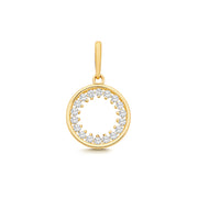 9CT GOLD CUBIC ZIRCONIA SET CIRCLE CHARM PENDANT